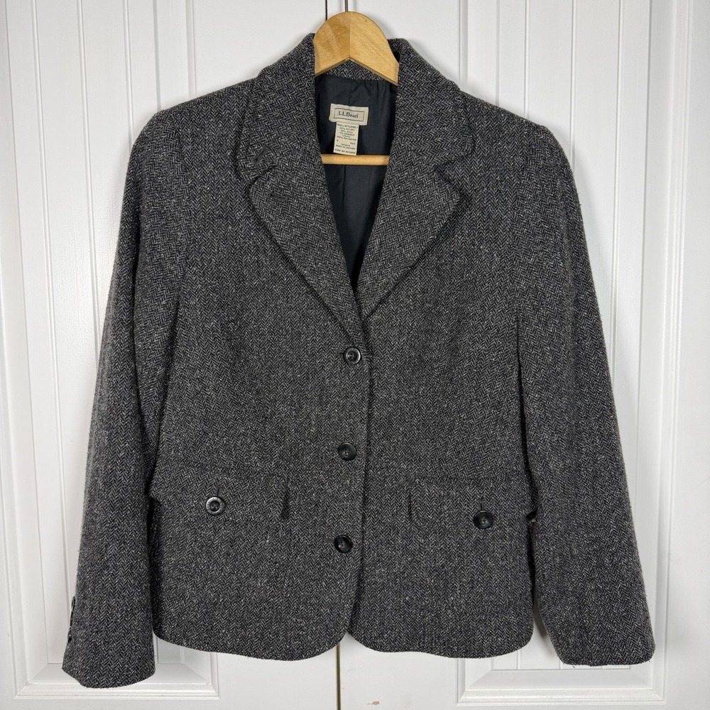 L.L. Bean Women's Signature Wool Blend 3-Button Blazer Coat Size Small Reg Gray‎